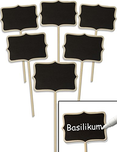 HOMETOOLS - 6x Klassische Holz Pflanz-Schilder, beschreibbar, 17cm, Classic, 6er Set