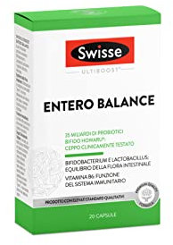 SWISSE Entero Balance - Integratori con Probiotici e Vitamine, Integratore Alimentare con Vitamina B6 per Supporto Sistema Immunitario Adulti ed Equilibrio Flora Batterica, Made in Italy, 20 Capsule