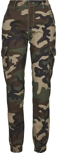Urban Classics Femme Ladies High Waist Camo Cargo Pantalon, Multicolore (Woodcamo 00841), S EU