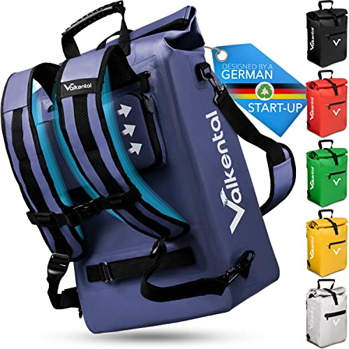 Valkental® 3in1 Fahrradtasche [Bis 25L] - Das Original - Geeignet als Gepäckträgertasche, Rucksack und Umhängetasche - 100% Wasserdicht & Reflektierend - Sichere Befestigung [Abschließbar] Laptopfach
