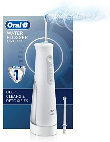 Oral-B Water Flosser Advanced, Cordless Portable Oral Irrigator Handle with 2 Nozzles