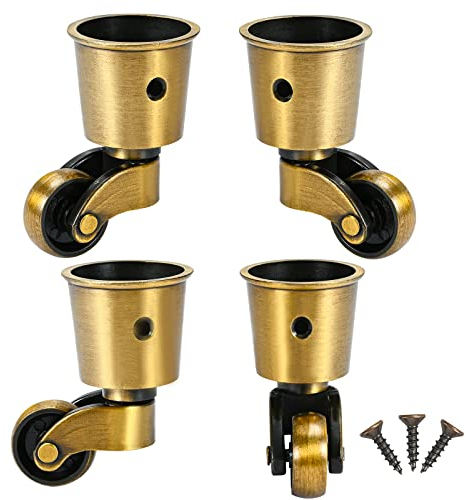 Sagfua 4 Pezzi Ruote Girevoli, Rotelle in Rame a Tazza Rotonda Rotelle Antiche Nessun Rumore Indossabile può Ruotare di 360° per Divano/Sedia/tavolino/ripiano Carico 150 kg