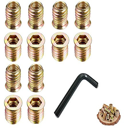 25 Pcs M8 GewindeeinsäTze Einschraubmutter Holz Gewindebuchse Holz Einschraubmuffen Threaded Inserts mit Innensechskant aus Verzinktem Stahl