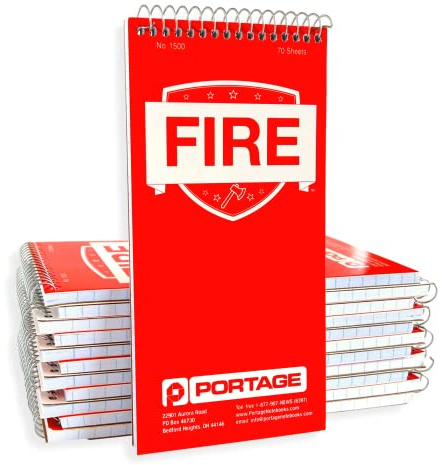 Portage Public Safety Fire Notebook - Top Spiral Notebook, Writing Pad for Interviews, Accidents & Incident Reports, Field Notes Book for Fire, EMT, EMS - 4 x 8 In, 70 Sheets, 12 Pack