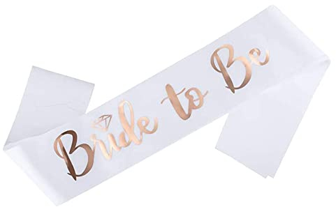 lvzhen Bride to Be Sash, Hen Party Hen do Sash Bridal Shower Party Decorations (1 Pack) (White Bride to be)