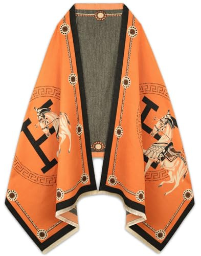 EXTREE Scarfs for Women Pashmina Silky Shawl Wrap for Evening Dressing Blanket Open Front Poncho Cape