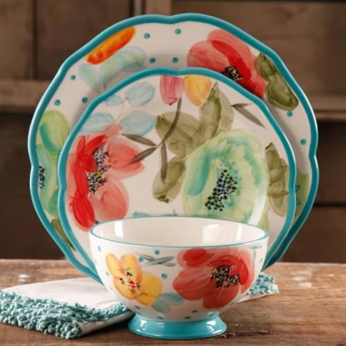 MyncbD Vaisselle en céramique Service de Vaisselle 12 pièces, Assiettes Plates Turquoise Assiette Plate en céramique (Color : Turquoise)