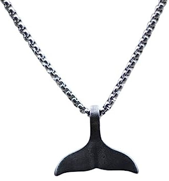 BISONBLUE Halskette Herren Anhänger Chain Ketten Dame Geschenk Bohemia Walschwanz-Halskette Mit Anhänger, Lange Kette, Für Herren Und Damen, Trendiges Zubehör, Schwarz