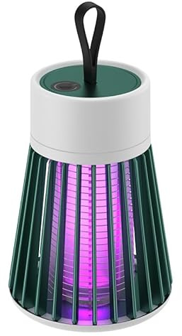Lampe Anti-moustiques Électrique Portable 5 W Mini Lampe Anti-insectes de Table avec Crochet IP66 Étanche USB Rechargeable Non Toxique Tente avec 3 Luminosités pour Intérieur Extérieur Jardin(A-Green)