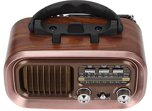 Radio Haut-Parleur Vintage, Radio Portable AM ​​FM 3 Bandes, Lecture MP3 WMA WAV, Légère et Portable, Livrée avec Batterie (RXBT628)
