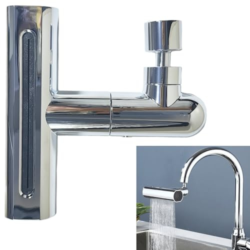 Siyyunran Rubinetto Cascata Kitchen Faucet 360° Girevole Antispruzzo Adattatore Pressione Multifunzione 4 In 1 Miscelatore (Nero)