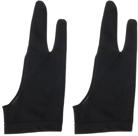 QUARKZMAN 2 Gants d'artiste pour Tablette de Dessin Numérique, Gant d'art pour Main Droite/Gauche, Petit 8 x 3 Noir