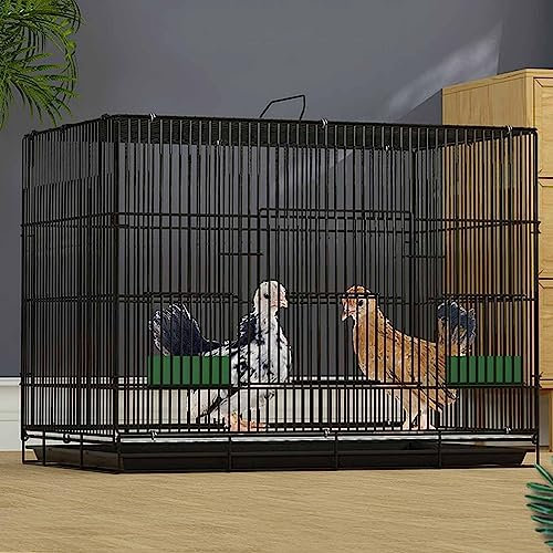Indoor Kaninchenkäfig Faltbarer Meerschweinchen Laufstall Hühnerstall Kleintierkäfig mit ausziehbarem Tablett Schwarzes Metall Großer Hasenkäfig