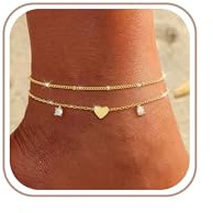 ZHESHY Fußkettchen Damen Silber 925 Gold Wasserfest Fussketten für Frauen | 18K Vergoldet Verstellbar Fußkette mit Herz Zirkon Kleeblatt,Knoten Schlangenkette,Sommer Schmuck Boho Strand Geschenke