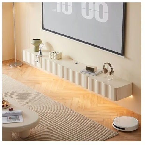 TV-Schrank Schwebender TV-Ständer mit LED-Leuchten, 78-Zoll-Wand-Entertainment-Center aus Holz mit Stauraum, moderner TV-Schrank, Medienkonsole for Wohnzimmer, Schlafzimmer Fernsehschrank ( Size : 2M