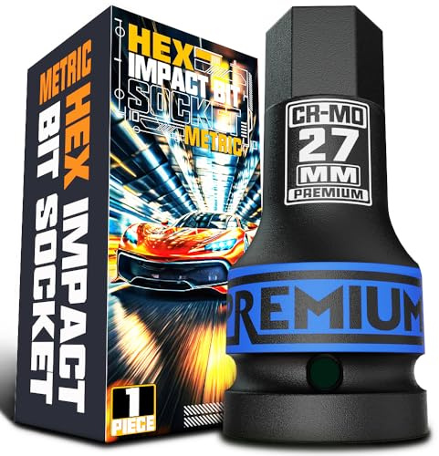 KIRXST Juego de Llaves de Impacto Hexagonales de 3/4, Herramienta de Destornillador Allen de Impacto de H27 (27 mm), para Instalar y Quitar Tuercas de Rueda o Eje