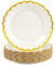 50 Pièces Assiette Jetable Festonnées 23cm, Blanc Assiettes en Carton Vaisselle Jetable Anniversaire pour Barbecue Anniversaire Fête Douche de bébé Mariages (Or Blanc, 23cm)