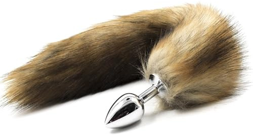 YUZHO Metall Butt Plug mit braunem Fuchsschwanz Role Play Anal Plug Fuchsschwanz Butt Toys Prostata Stimulation G-Punkt SM für Männer und Frauen Paare für Anfänger dildos silberner schwanz (Braun)