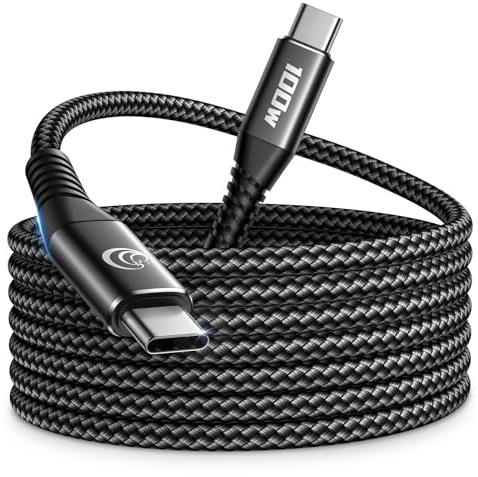 USB C Kabel 3M 100W PD 5A Schnellladekabel USB C auf USB C Kabel Lang Nylon Geflochten USB Typ C Ladekabel für iPhone 16 15 Pro Max Samsung Galaxy S24 S23 S22 S21 Pixel 7 iPad Pro MacBook Air Tablets
