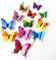 Jisrcha 60 Pièces de Décorations de Papillons, Papillons 3D, Autocollants de Décoration Murale de Papillons pour Les Chambres D'enfants, Les Tables À Manger, Les Fêtes et Noël (Arc-en-ciel)
