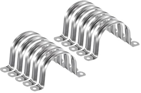 sourcing map 10pcs 2 3/8 Inch 60mm Conduit Clamps, M60 U Tube Pipe Clamp | Stainless Steel,Rigid Pipe Strap, U Shaped Bracket with Two Hole for Pipe Tube Hose Wire Cord Fixing
