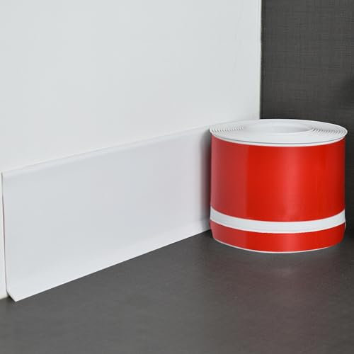 Inscrip PVC Sockelleiste, Selbstklebende Kante, Knickleiste, Flexible Skirting Board Trim, Selbstklebend Bodenleiste, Dekorative Zierleiste zum Abdecken von Eckspalten (Weiß, 300cm)