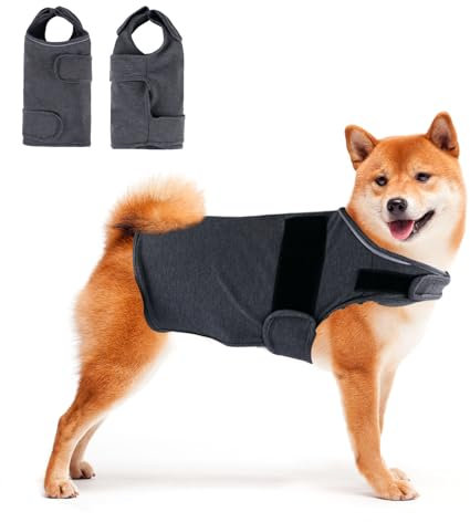 Hisprout Angstmantel für Hunde, leichte, atmungsaktive Beruhigungsweste, Hunde-Angstjacke, verwendet, um Komfort für Hunde, die Angst vor Feuerwerk oder Sturm haben (Grau, L)