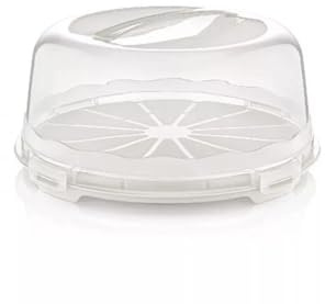 Stolmet Cake Box, Plastic Clear Cake Carrier, Reusable Storage Container for Cupcakes, Muffins or Cakes, Many Styles, Ideal for Transporting Pastries, Cake Box with Lid (Ivory Round)