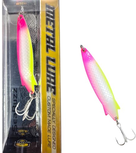 SEABUZZ Intermitente asimétrico 22 g/7,5 cm – Lucio perca lucioperca – Señuelo de pesca con anzuelos triples – Cuchara de metal duro – Spinner Pesca Sport Set – Angel Spoon – Señuelo de lucio –