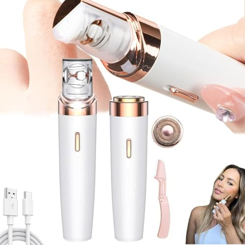 Heroepilator Pluzy Epil Pro 3.0, depilación facial para mujeres, kit de afeitadora 2 en 1, depiladora recargable inalámbrica para cara, piernas, mano