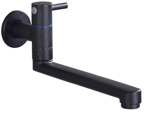 SXWYLZ Spülbecken Wasserhahn Verlängerung aus Edelstahl Wasserhahn für Küchenspüle Küchenarmaturen Kaltwasserhahn Küche Wandmontage Küchen Wasserhahn Schwarz