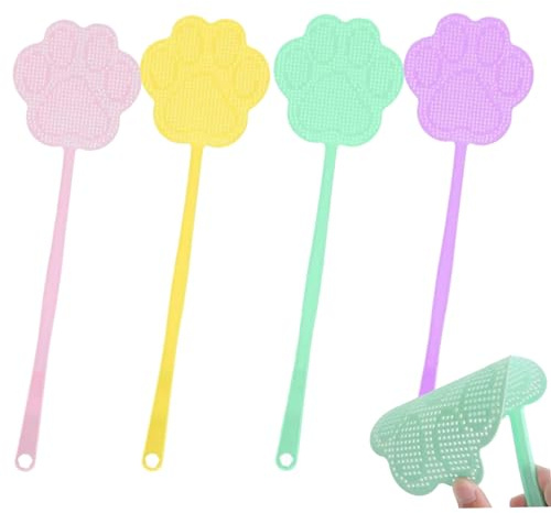 Matamoscas, paquete múltiple de matamoscas de plástico, matamoscas de mano larga, matamoscas para exteriores para el hogar, matamoscas de mango largo para interiores y exteriores, 4 piezas Matamoscas