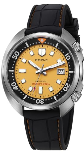 BERNY Reloj Automático para Hombres 200M Impermeable Buceo Mecánico Super Luminoso