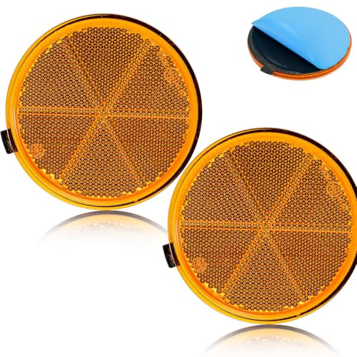 ETUKER 2x Reflektoren Rückstrahler Orange Rund Ø80mm Selbstklebend Reflektoren Anhänger PKW Reflektoren,Katzenauge,Rückstrahler Anhänger