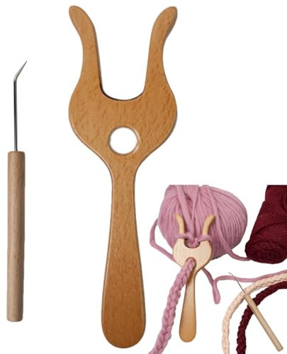 Verktyg för vävgaffel - Trämetall mångsidig stickgaffel | Långvarig smidig design trästickgaffel med | virkning stickgaffel för flätning och