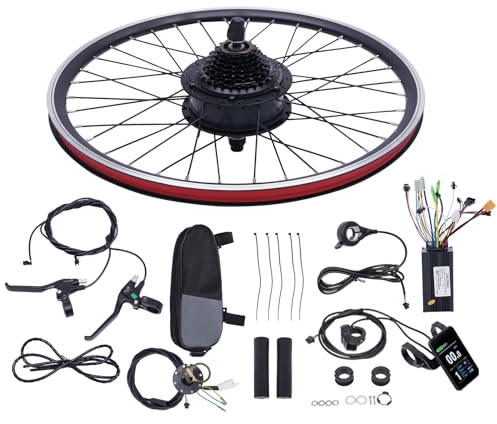 ROMYIX Ebike Conversion Kit, 36V 500W Rear Wheel Electric Bicycle Hub Motor Kit for 24 Electric Bike, Twist Throttle, Dual Mode Controller,Pedal Assist Sensor,With Waterproof Controller Bag