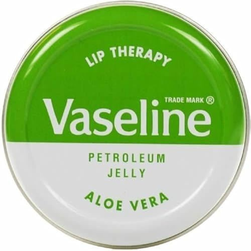 Vaseline Lip Therapy Aloe Vera Lippenbalsam 12 x 20g - Feuchtigkeitsspendend & beruhigend | Schutz für trockene & rissige Lippen Mit Aloe-Extrakt & Vaseline mit Kajal