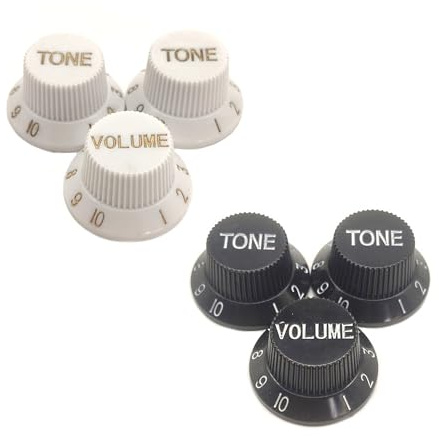 ZAHD 6 PCS Strat Potiknöpfe Knobs Gitarre 1 Volume 2 Tone Set Guitar Control Knob Speed Tone Volume Control Knobs Gitarren Regler 1 Volume 2 Töne Für E Gitarre Tone Knob Cap (Weiß Schwarz)