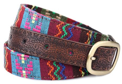 Jalach Boho etno bälte, vintage läderbälte med broderi, färgglada aztekmönster, kvinnor flickor höftbälte jeansbälte passar midjeomkrets 80 cm – 90 cm, flerfärgad, Passt Taillenumfang 80 cm - 90 cm
