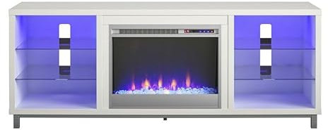 Kamin, moderner Luxus-TV-Ständer für Fernseher mit Kamin, inklusive TV-Schrank, TV-Tisch, TV-Ständer für Wohnzimmermöbel, Kamin, TV-Schrank (weiß)