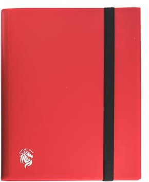 FANTASY CLUB | Album para Cartas de 9 Bolsillos – Eleva tu colección con un álbum rojo ligero con cierre de banda elástica | Capacidad para 360 cartas estándar (66 x 91 mm) | Libre de ácidos y PVC