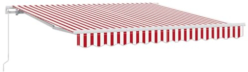 vidaXL Einziehbare Markise Rot und Weiß 300 x 250 cm, Garten und Terrasse, Outdoor-Schutz, rechteckiger UV-beständiger Sonnenverdeck, langlebige abnehmbare Lösung