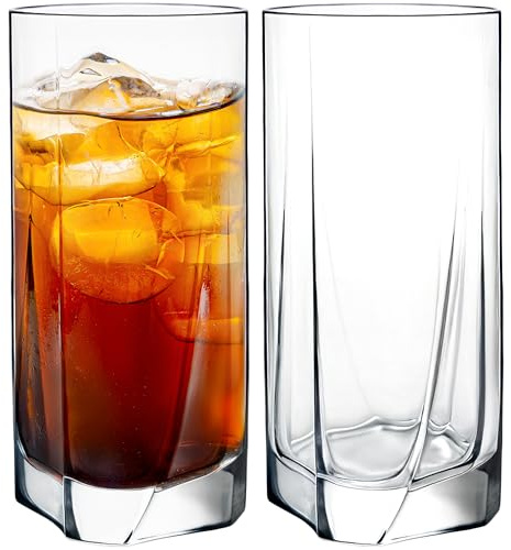 KONZEPT Juego de 6 vasos grandes de 280 ml, fabricados en la UE, aptos para lavavajillas, sin plomo, ideales para agua, zumos y bebidas con hielo