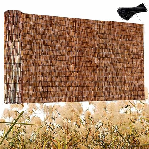 Clôture en Roseaux Robuste,Écran De Confidentialité Décorative,Palissade Jardin Exterieur avec Attaches,Balcon Palissade Bambou Facile À Installer pour Terrasse Carport Pergola(H60xL500cm/2.0x16.4ft