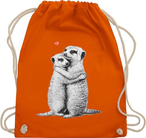 Shirtracer Turnbeutel Rucksack - Taschen - Ich liebe dich Geschenke Erdmännchen Paar Geschenk Pärchen Geschenke Liebe I Paare Geschenk - Unisize - Orange - mit für herz