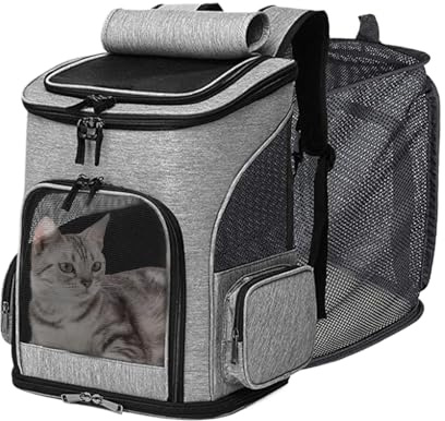 Zyntora Große Katzentransportbox | Ausziehbare Und Tragbare Katzentasche,Haustierzubehör Für Reisen Auto Tierarzt Flugzeug Outdoor Aktivitäten