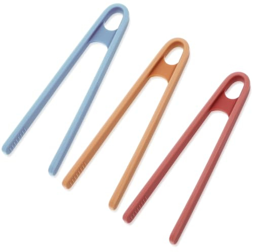 Gjinxi 3 Stück Mini Silikonzange Zuckerzangen Kleine Küchenzange Grillzange Servierzangen Kochzange Silikonspitze Silikonzangen zum Kochen Nudelzange Zange für Brot Nudeln Salat Süßigkeiten Servieren