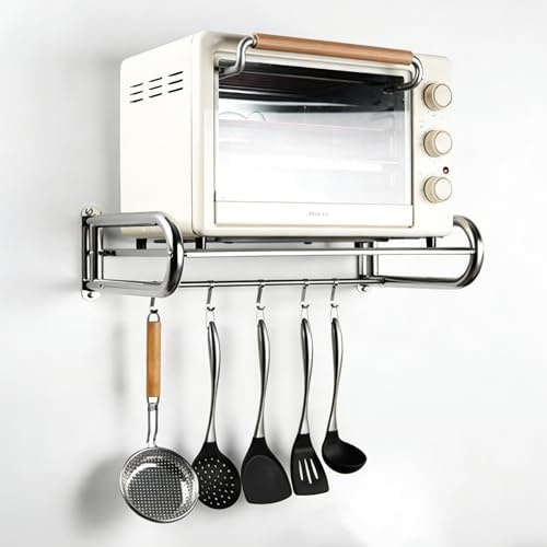 IDAMAKON Estantería colgante para microondas, soporte de pared con cesta de almacenamiento