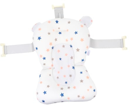 WRITWAA Babybadewannensitz für Sicheren Badekomfort für Neugeborene mit Rutschfester Babybadematte Verstellbare Schnalle und Atmungsaktives Netzgewebe