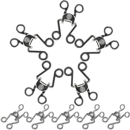 Amosfun Lot de 10 Crochets de Fermeture à Œillet en Métal Couleur Gunmetal, Agrafes Invisibles pour Vêtements, pour Couture Soutien-gorge, Jupe, Pantalon et Bricolage Textile